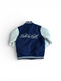 Navy Blue and Cream Varsity Jacket