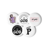 Set of pin buttons