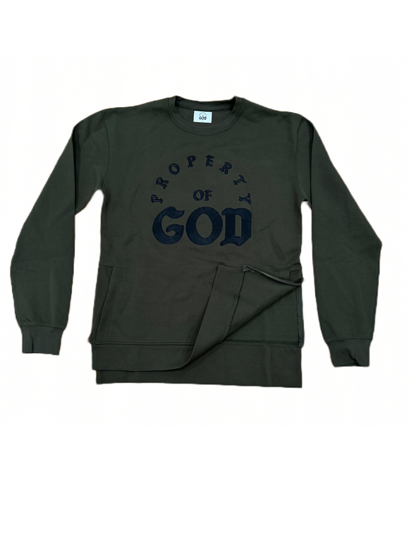 Olive Embroidery Crew