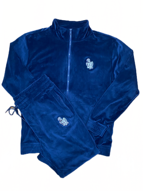 Walk By Faith Velour Navy Blue Luxury Sweatsuit